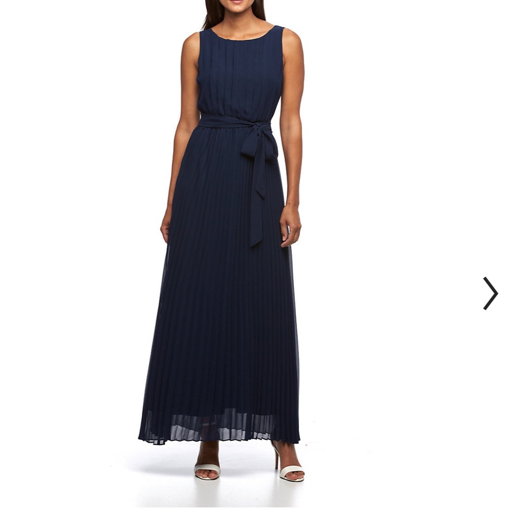 NWT Sharagano navy blue maxi dress size 6